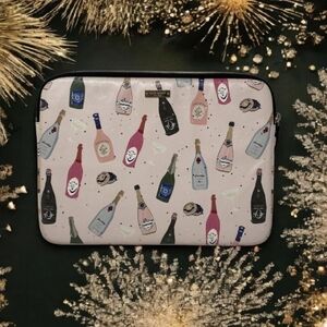 Kate Spade Pink and Black Bottle Print Pouch